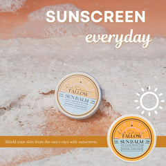 Simple Sophistication Tallow Sun Balm tinted tube for gentle, breathable sun protection.