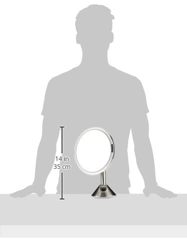 simplehuman 8-inch mirror close-up showing 5x magnification for detailed makeup work