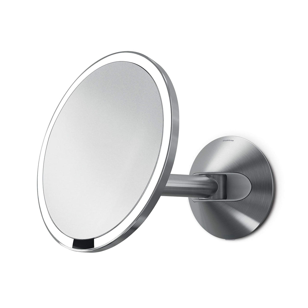 simplehuman mirror hard-wired into wall for a clean, cord-free setup