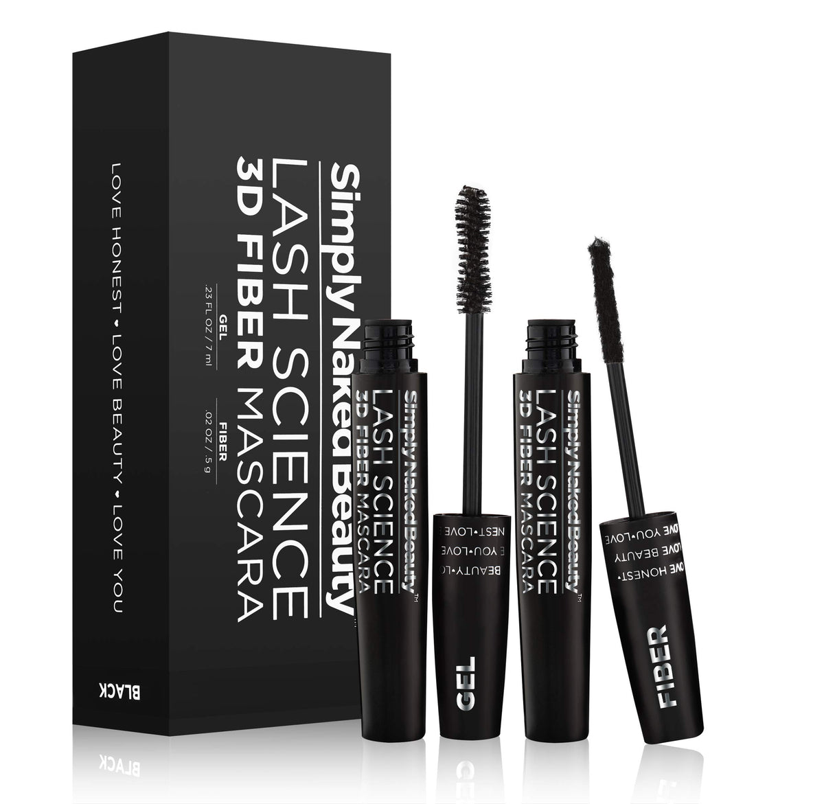Simply Naked Beauty 3D Lash Mascara kit box with two tubes for all-day wear.