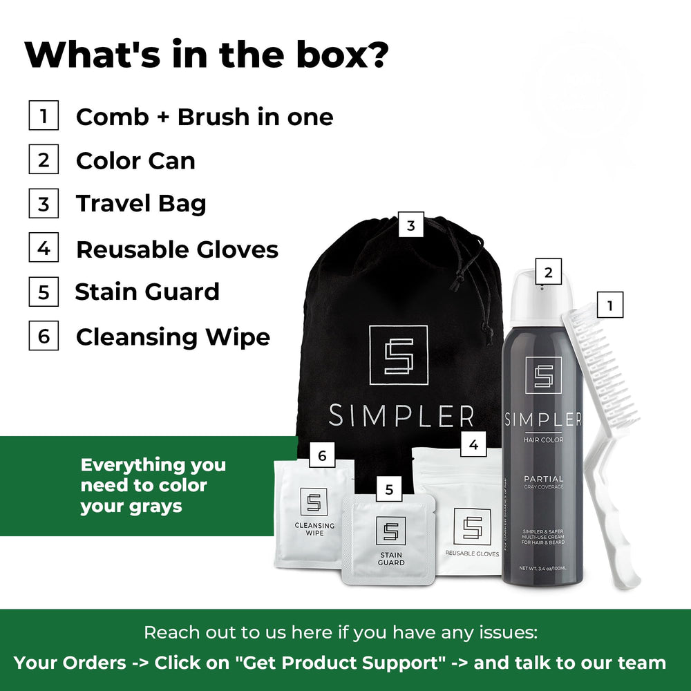 Simpler Hair Color dye brush application demonstrates easy no-mess grooming.