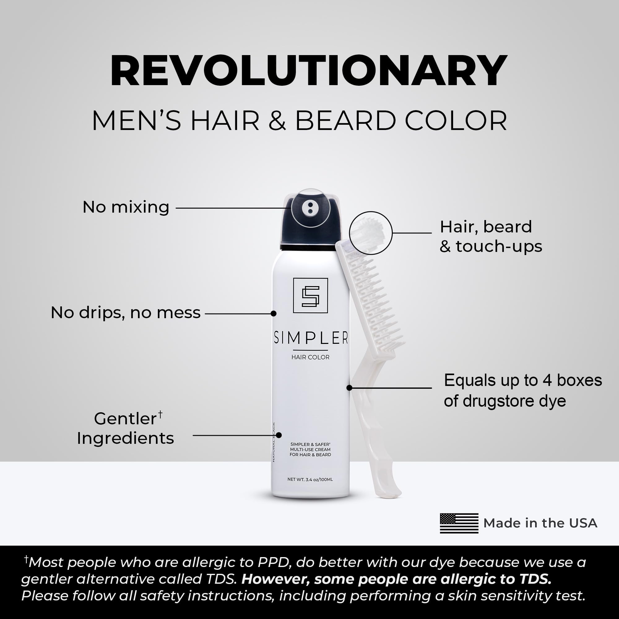 Simpler Hair Color for Men box label shows no ammonia or lead