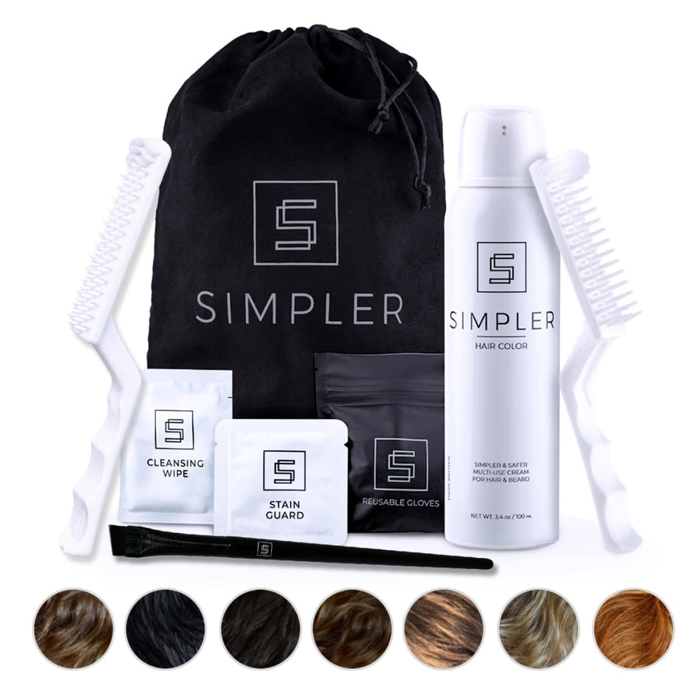 simpler hair color medium brown dye bottle for natural gray coverage.