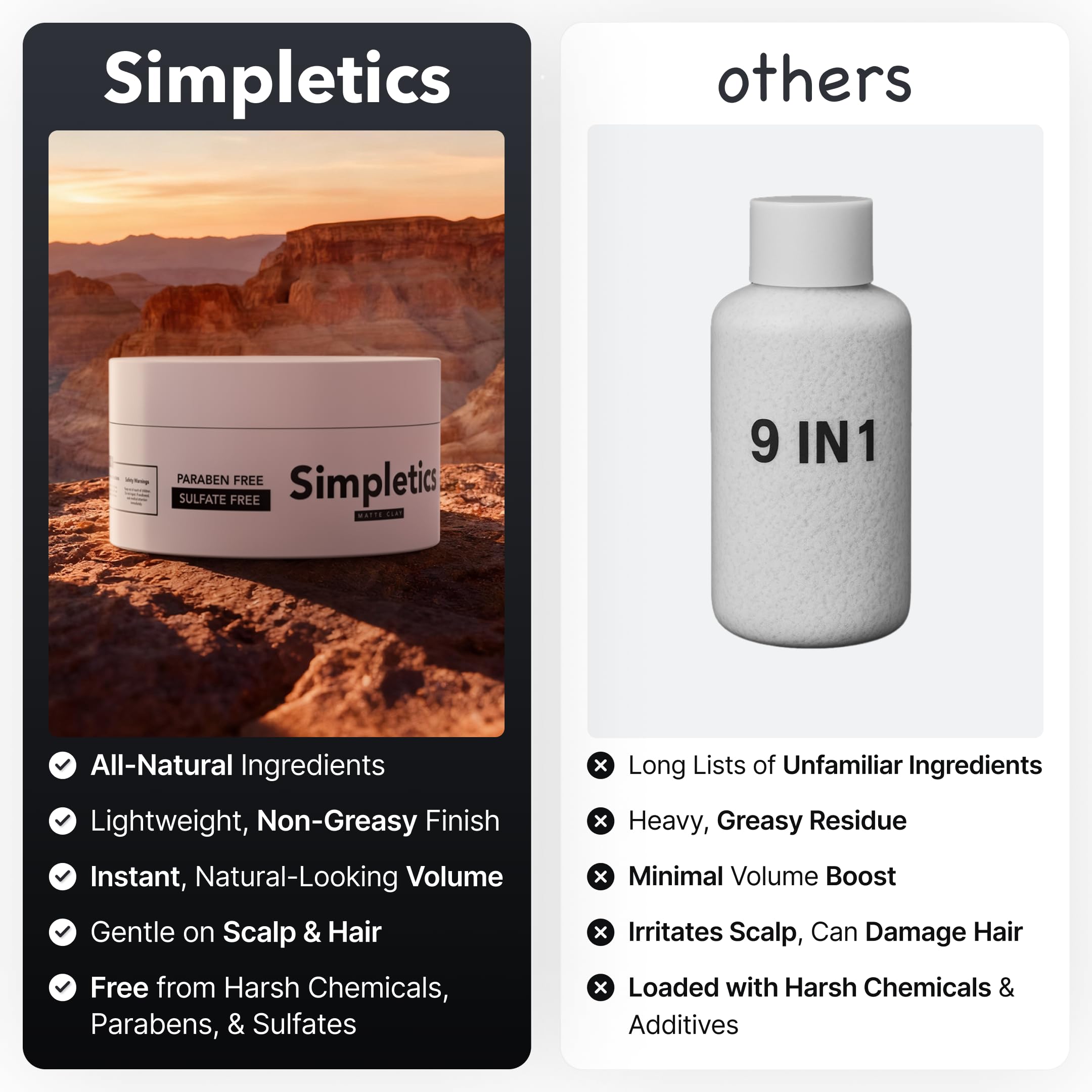 Simpletics Hair Clay closeup texture showing matte finish and natural definition.