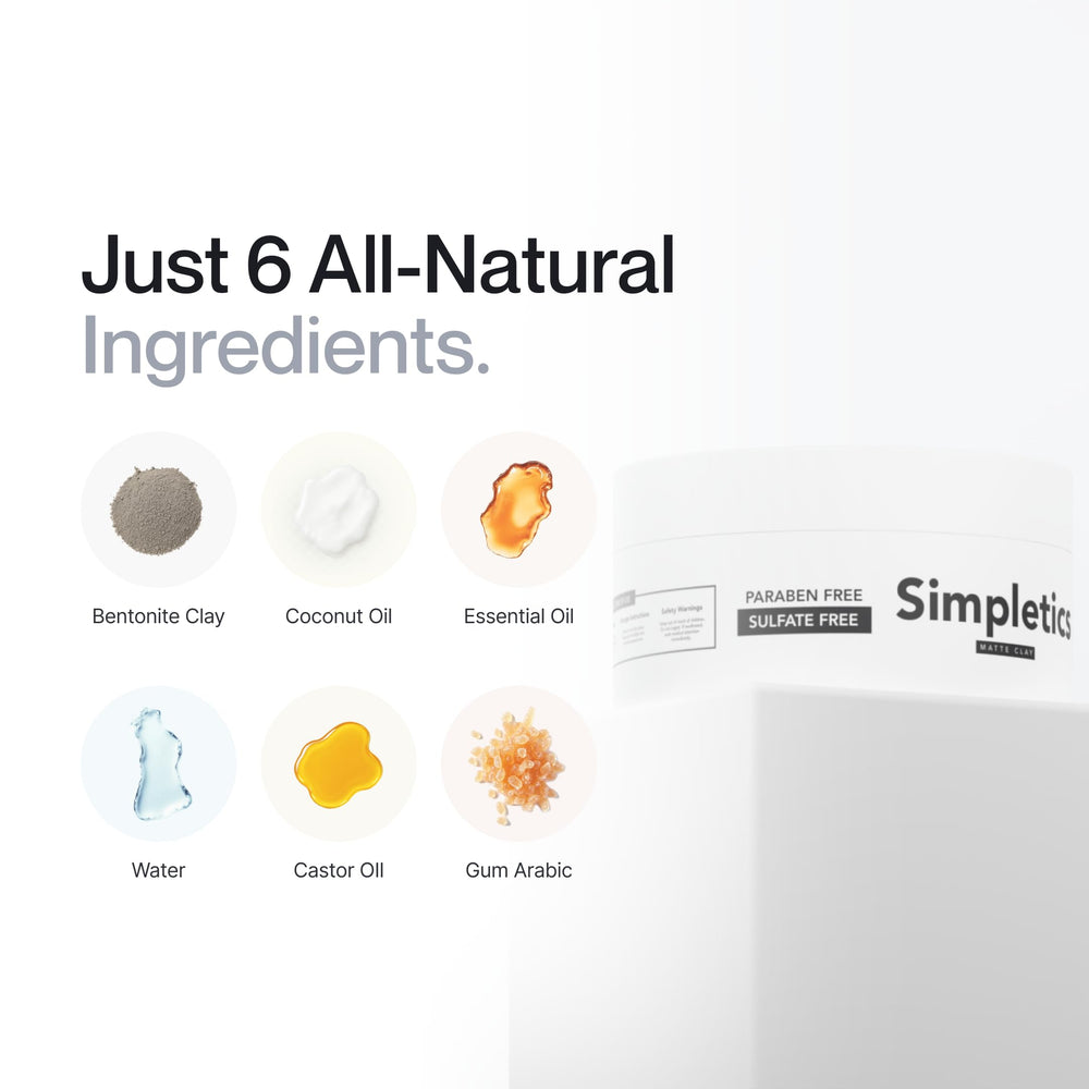 Simpletics ingredients bentonite and beeswax closeup for structure and hold.