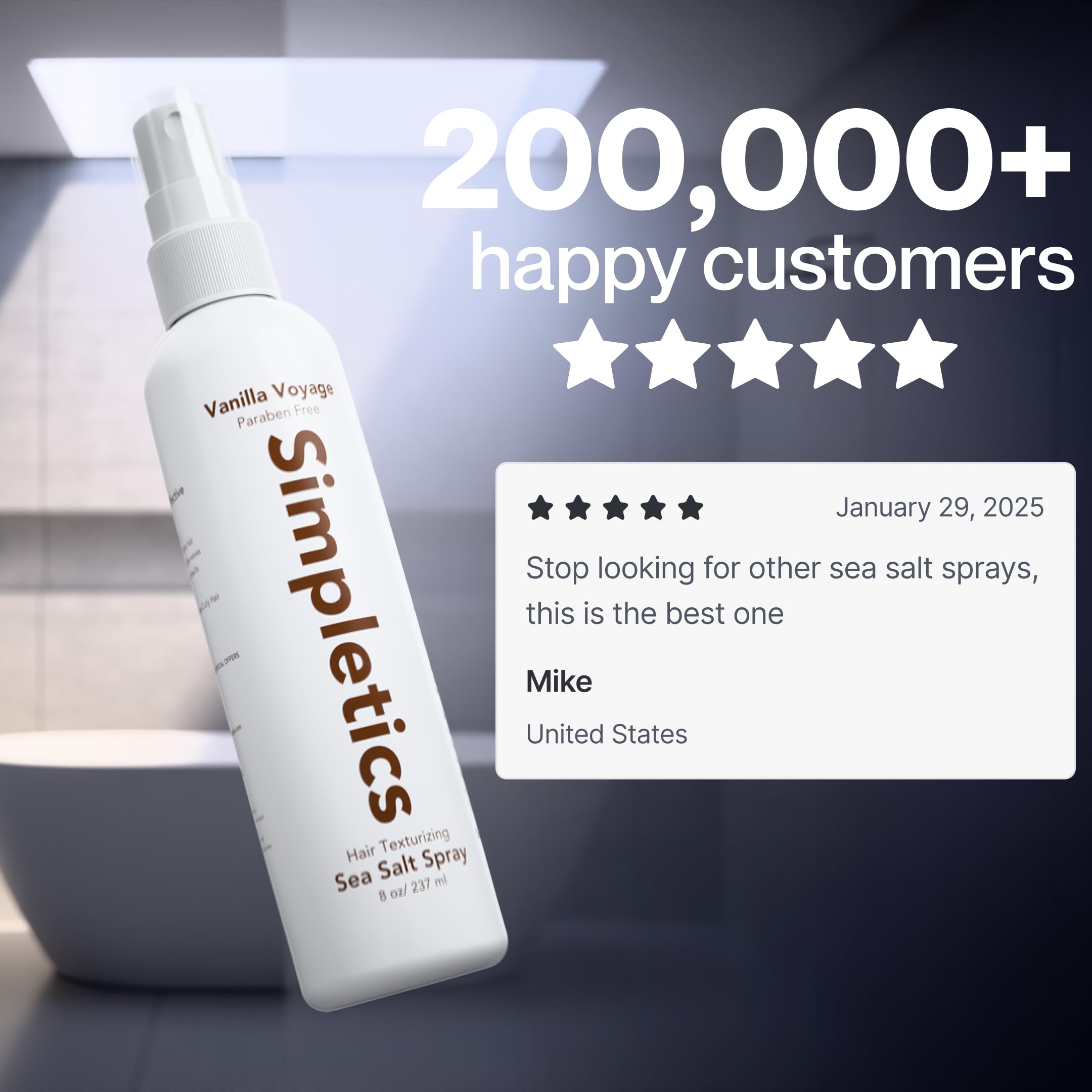 Simpletics Himalayan Sea Salt Hair Spray ingredients-water-himalayan-salt for texture.