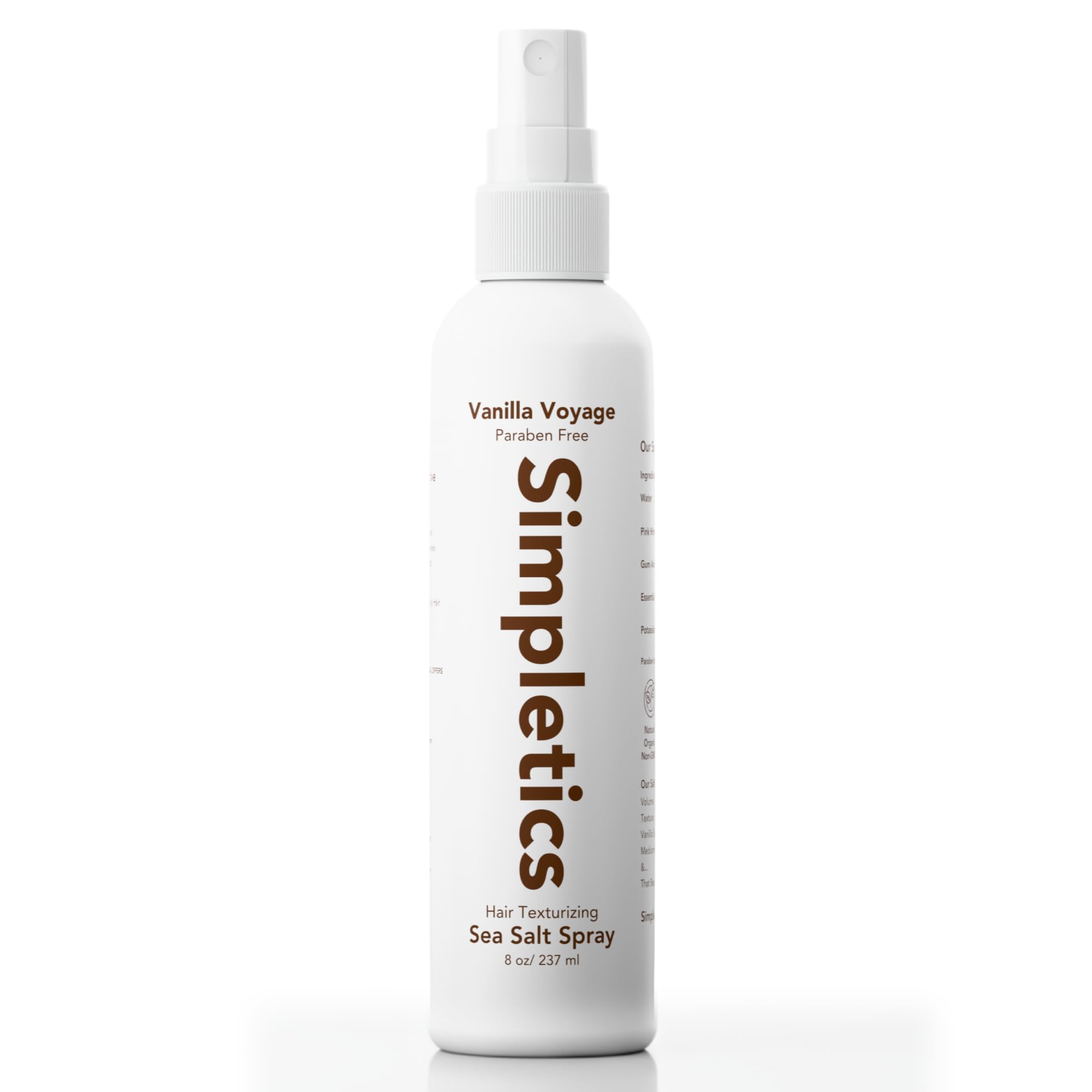 Simpletics Himalayan Sea Salt Spray bottle with vanilla scent delivers beachy volume.