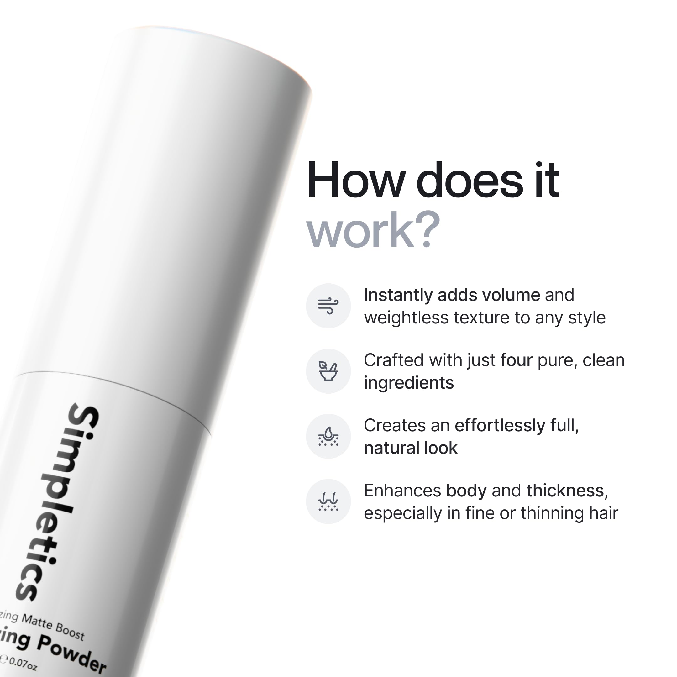 Simpletics Texturizing Powder matte-finish shot highlights weightless texture