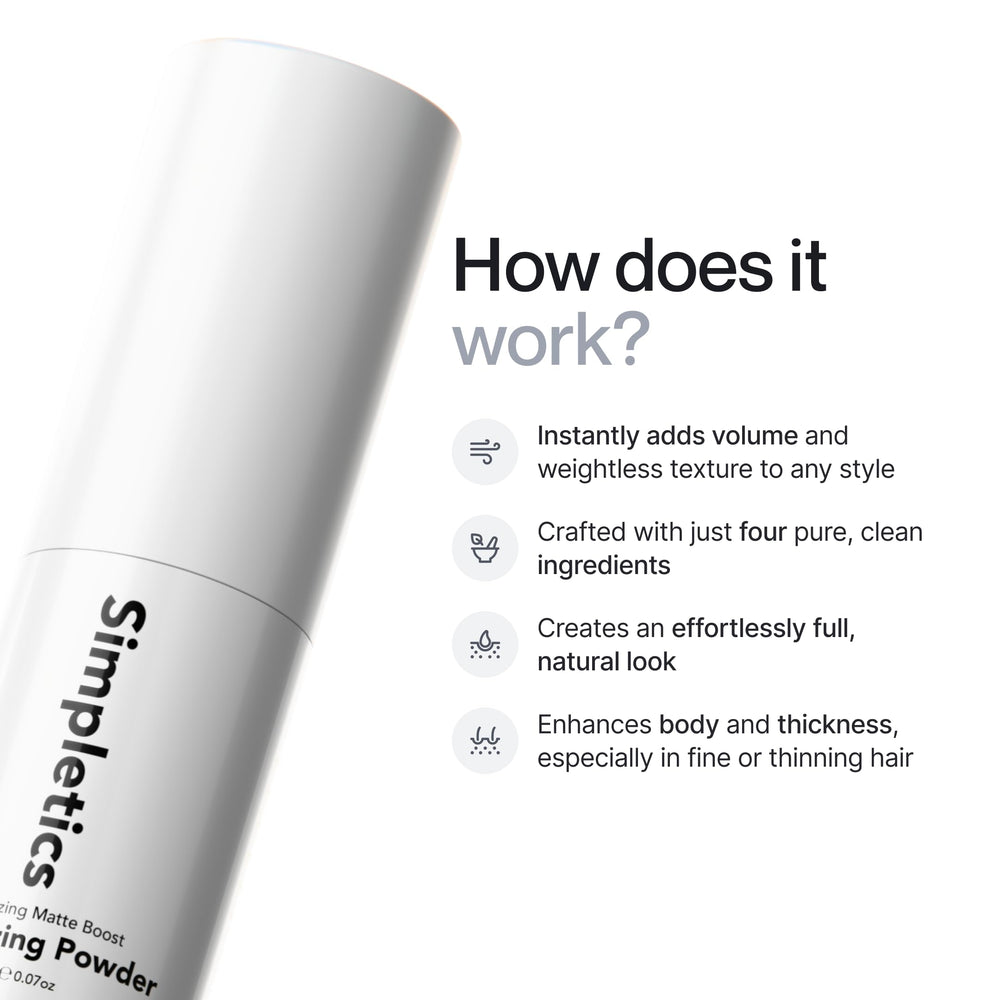 Simpletics Texturizing Powder matte-finish shot highlights weightless texture