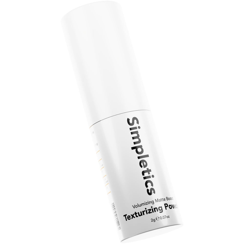 Simpletics Texturizing Powder packaging shows clean design for easy styling options