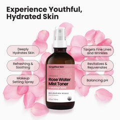 Simplified Skin organic rosewater ingredient close-up highlighting purity