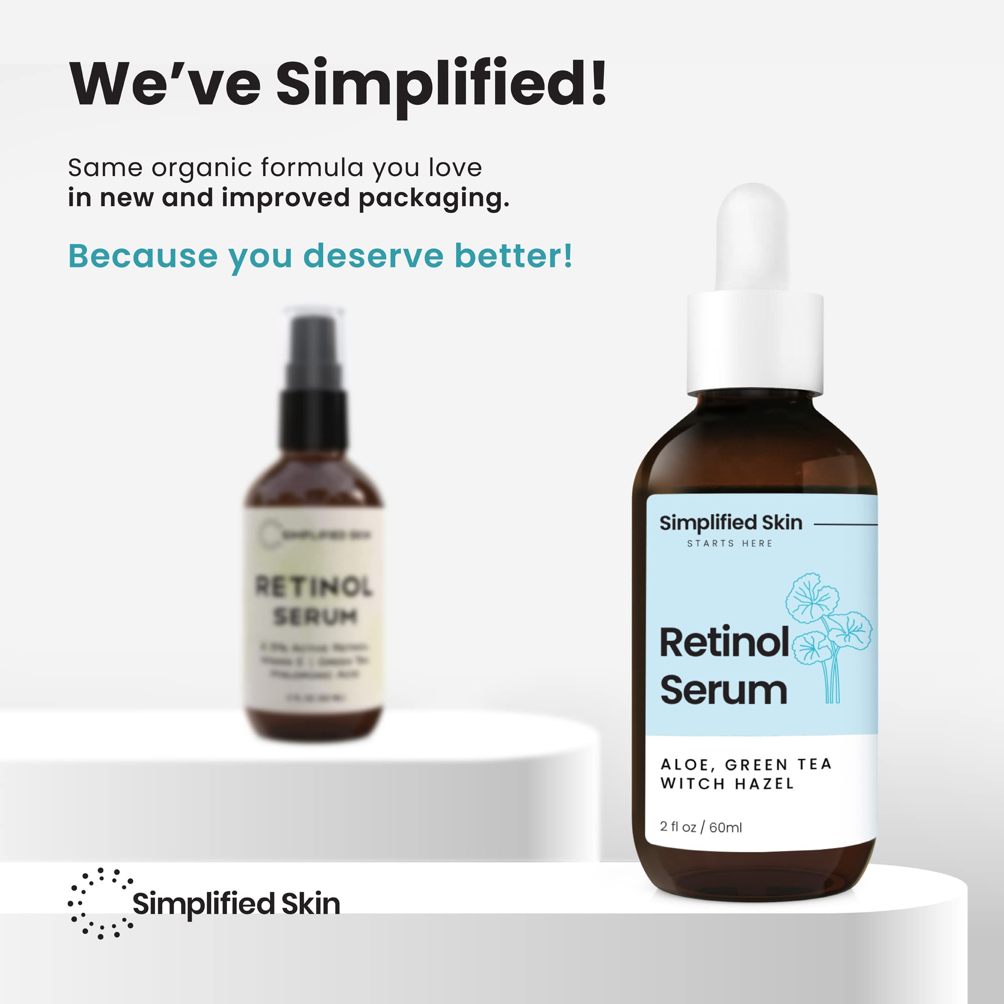 Simplified Skin retinol serum glow on bottle suggests brighter complexion potential