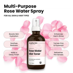 Simplified Skin rosewater spray applied to hair locs, adding natural scent and hydration.