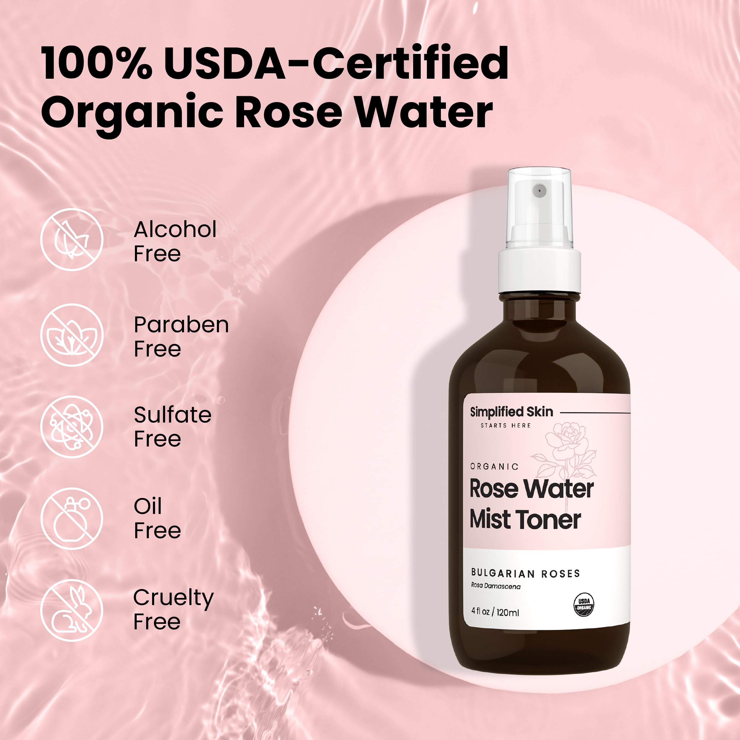 Simplified Skin rosewater spray packaged as a 3-pack for sharing.