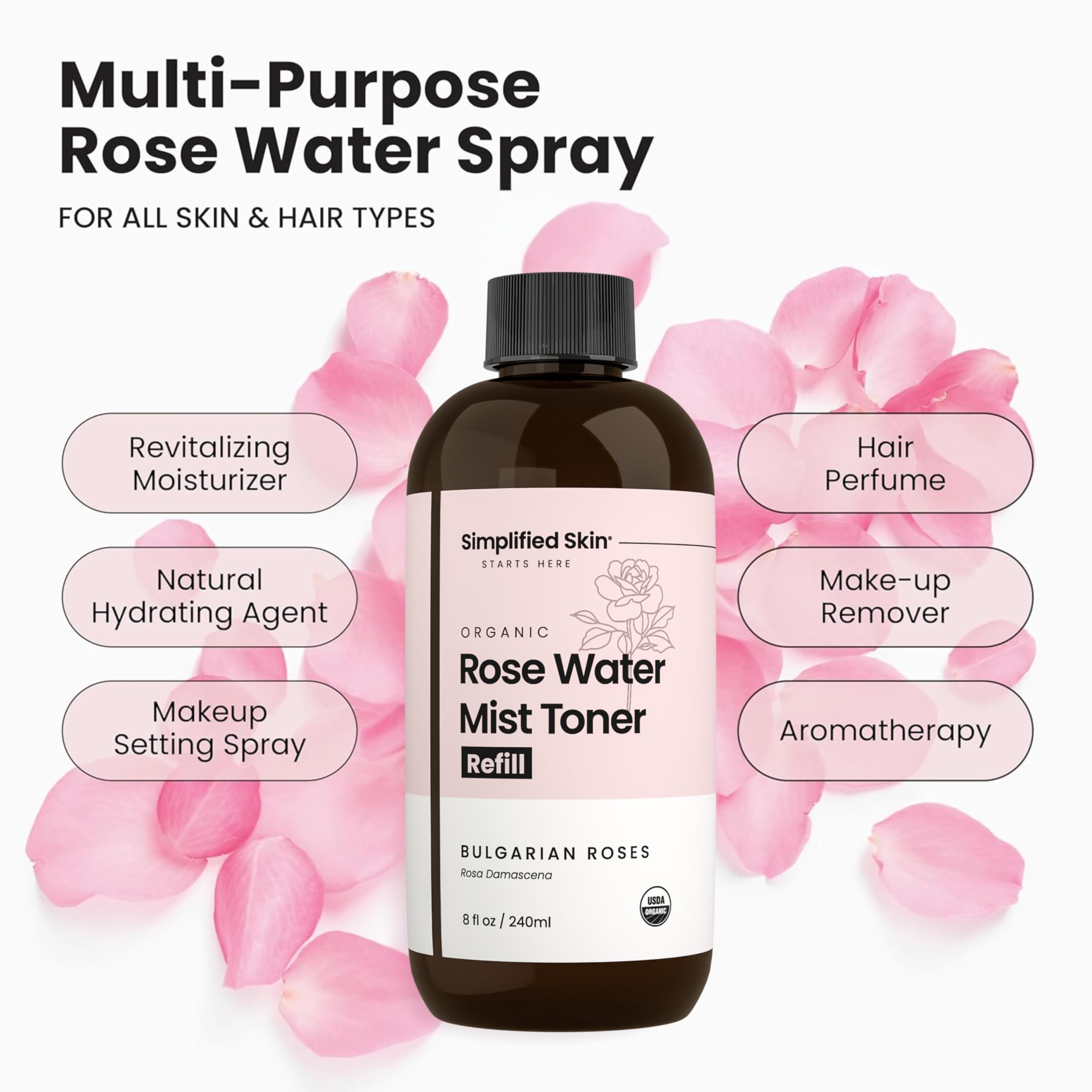 Simplified Skin Rose Water Face Mist application for on-the-go makeup setting