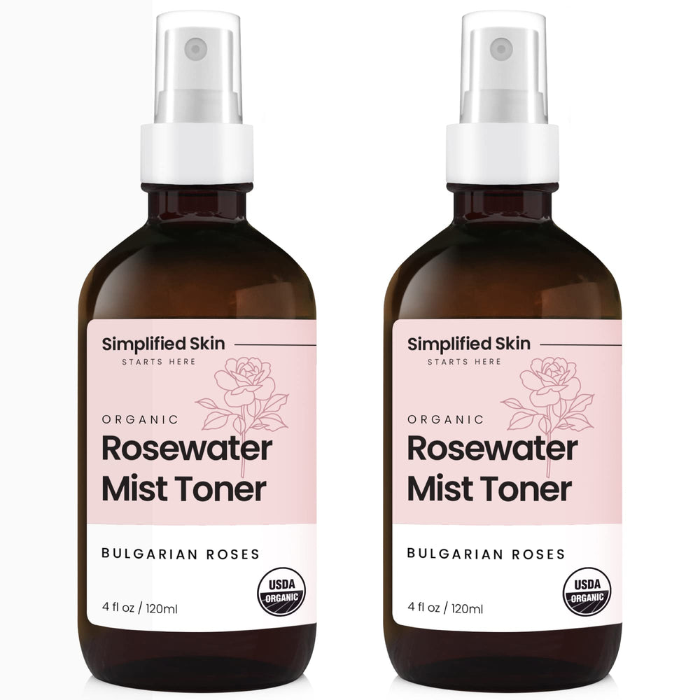 Simplified Skin rosewater spray bottle ready for daily hydration