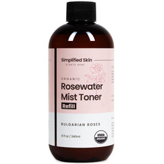 Simplified Skin Rose Water Spray Bottle for refreshing hydration on face and hair