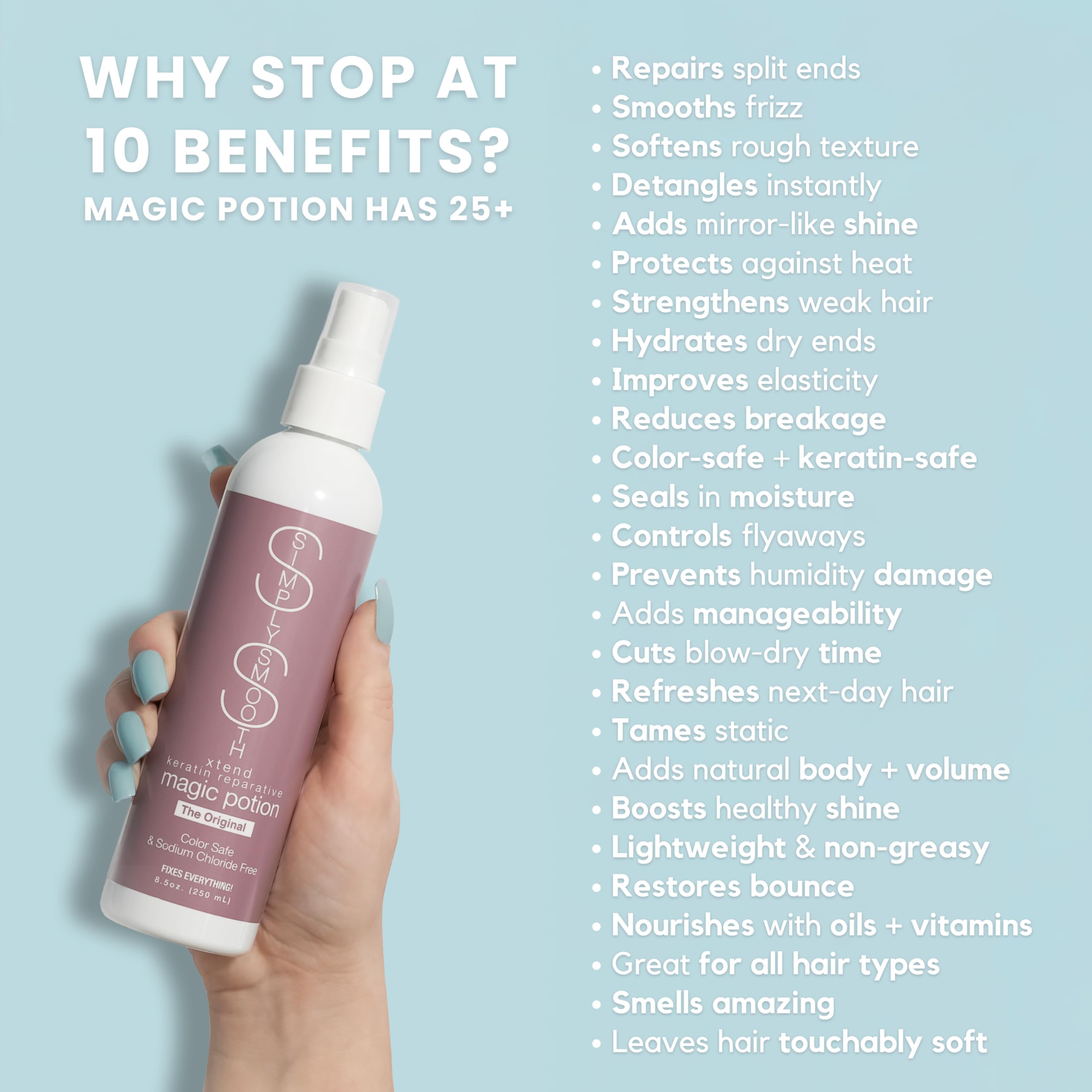 SIMPLY SMOOTH Magic Potion Original heat protection shield during styling