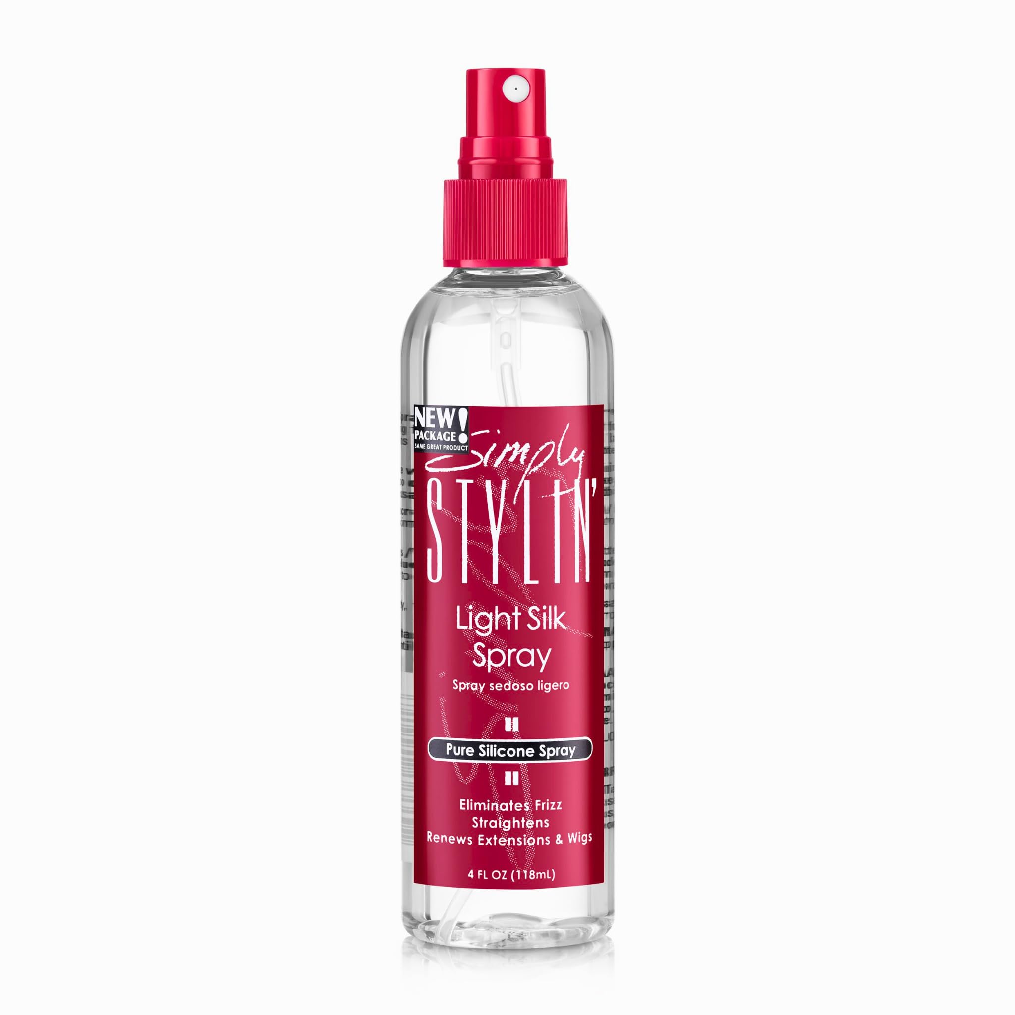 Simply Stylin' Light Silk Hair Spray bottle ready to smooth frizz with light heat protection.