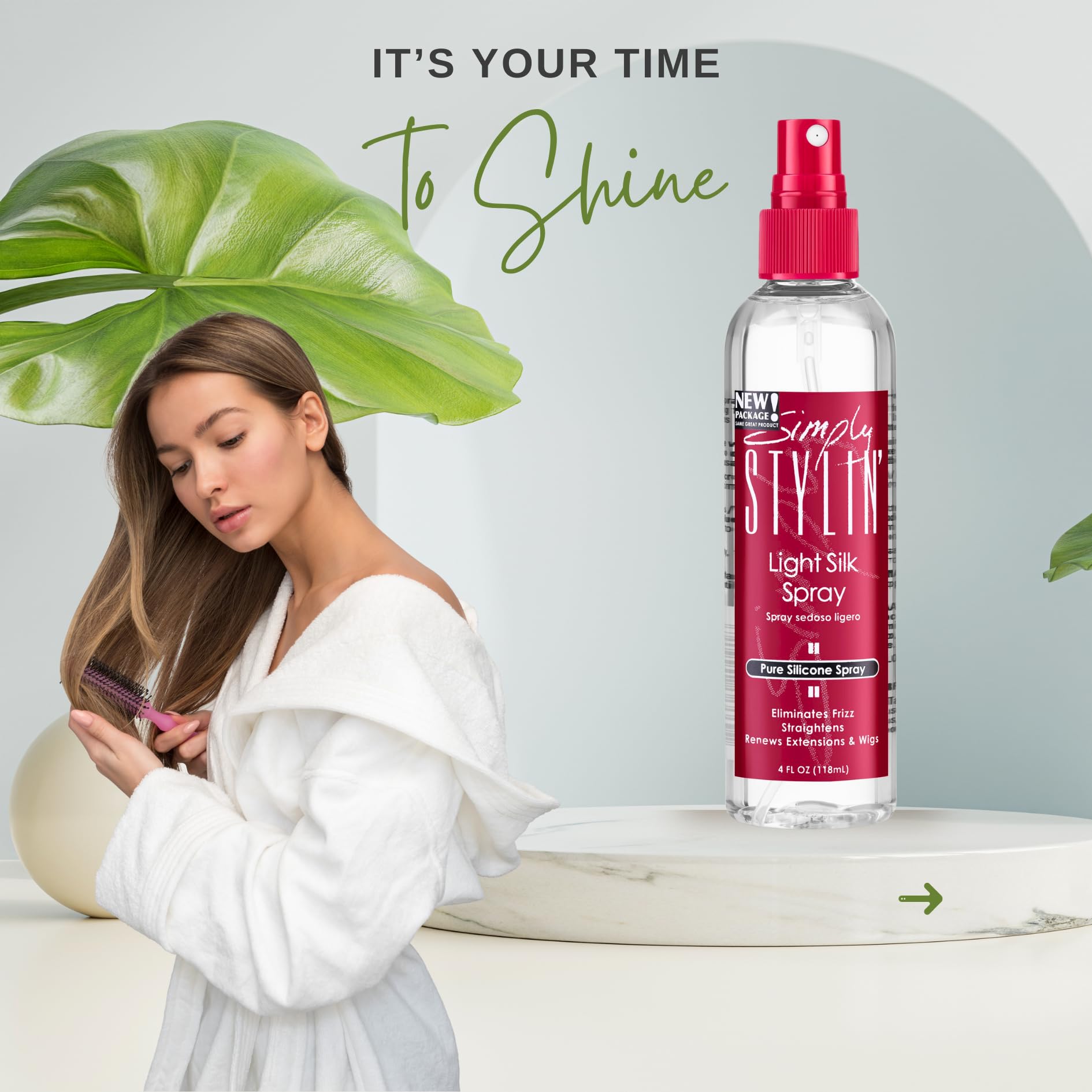 Simply Stylin' Light Silk Hair Spray heat-protection mist guarding against styling heat.