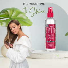 Simply Stylin' Light Silk Hair Spray heat-protection mist guarding against styling heat.