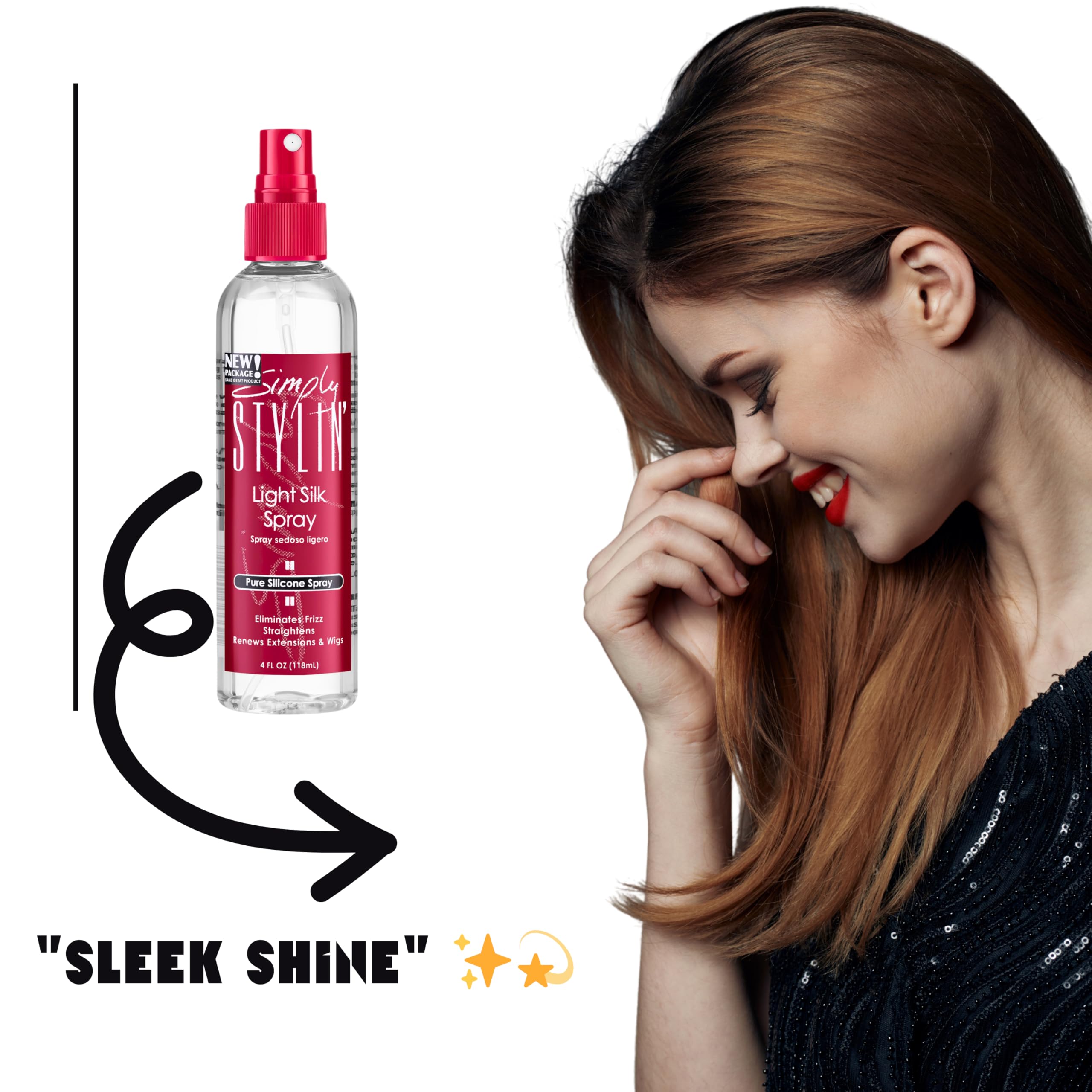 Simply Stylin' Light Silk Hair Spray mist in action for detangling and manageability.