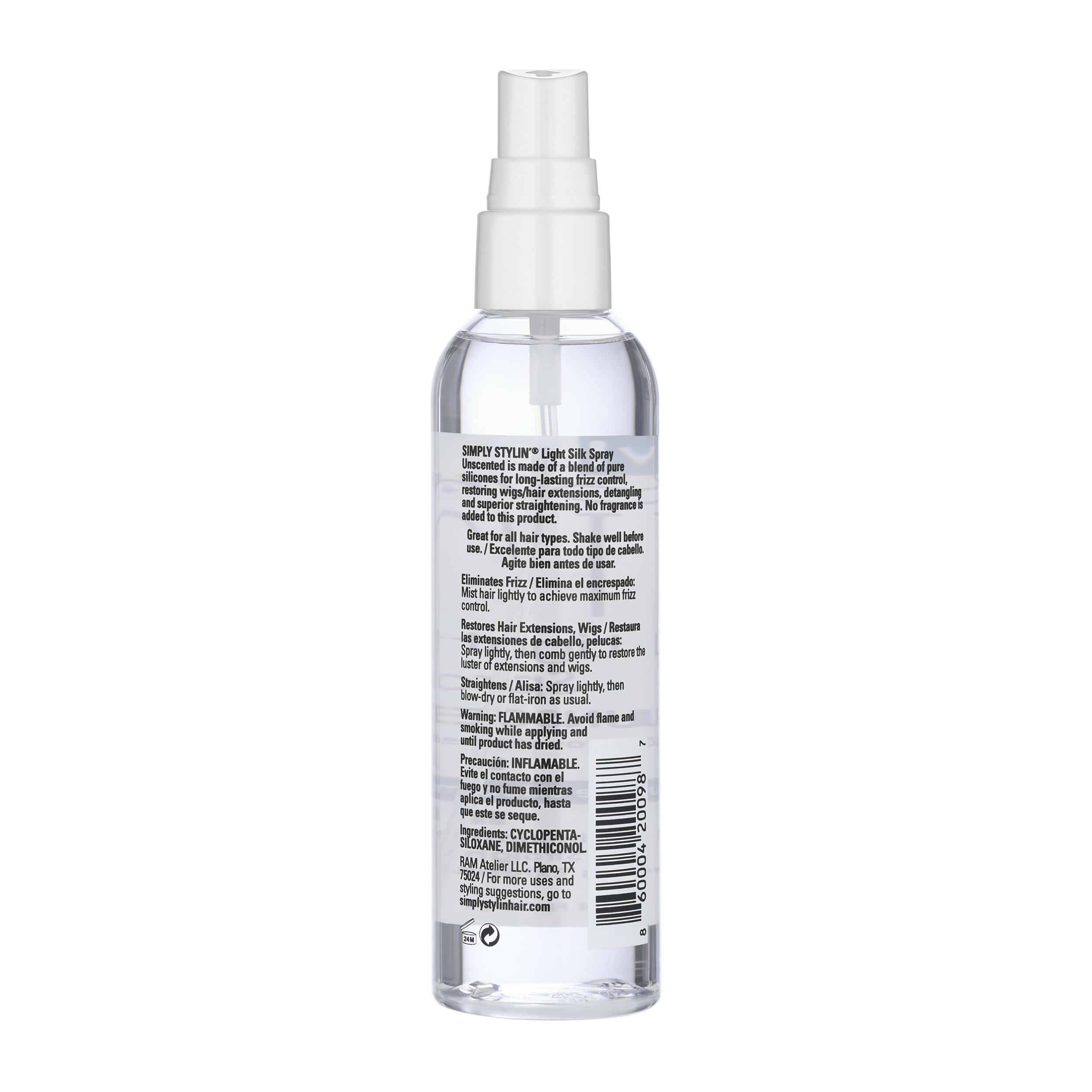 Simply Stylin' Light Silk Spray Unscented used on wigs for restoration and shine