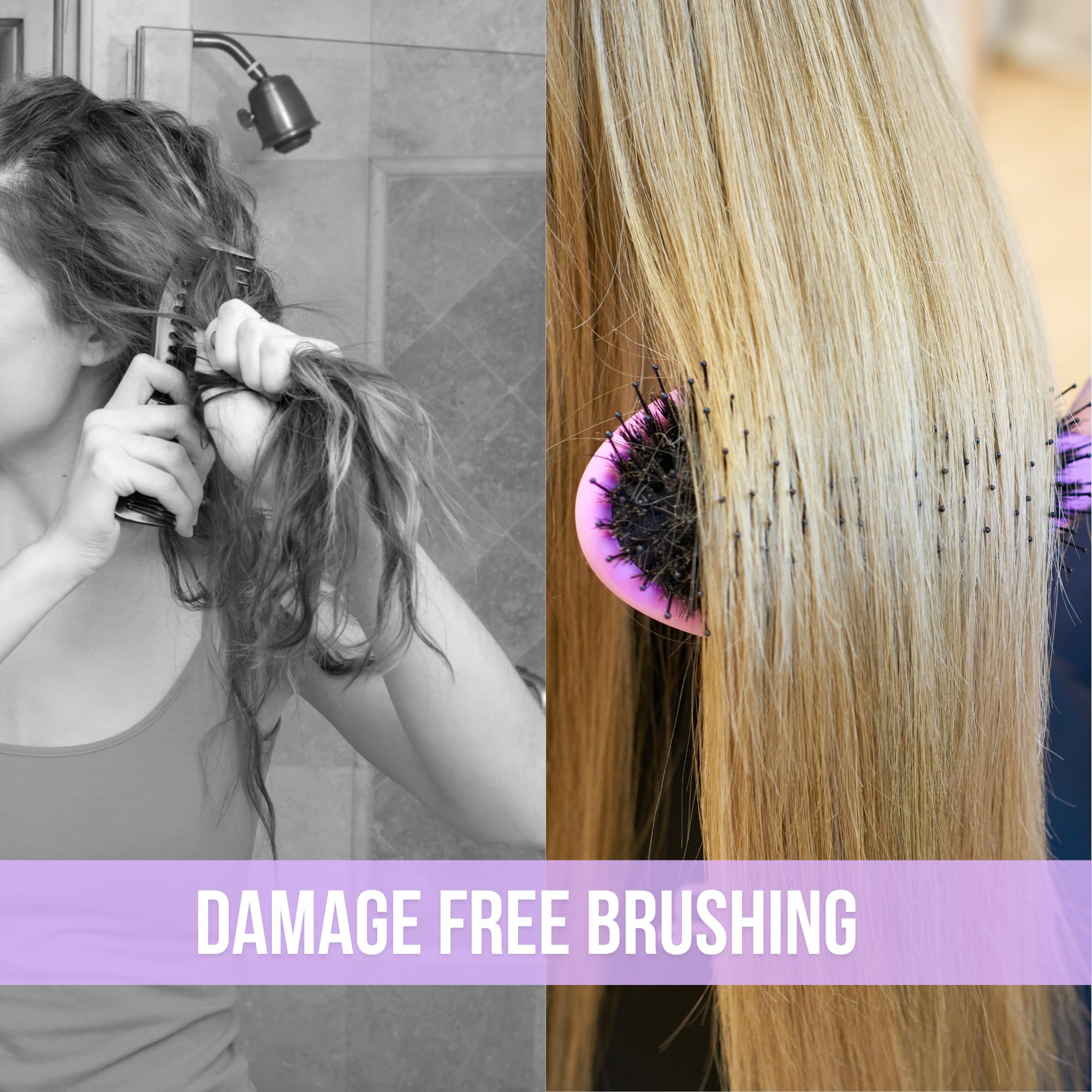 SimplyHair Ultimate Brush nano ring extensions brushing to minimize pulling.