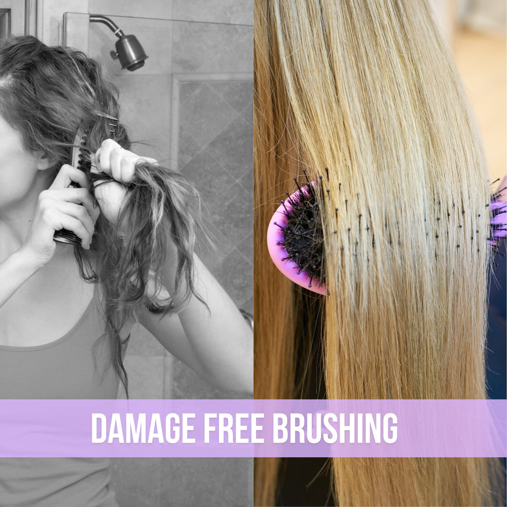 SimplyHair Ultimate Brush nano ring extensions brushing to minimize pulling.