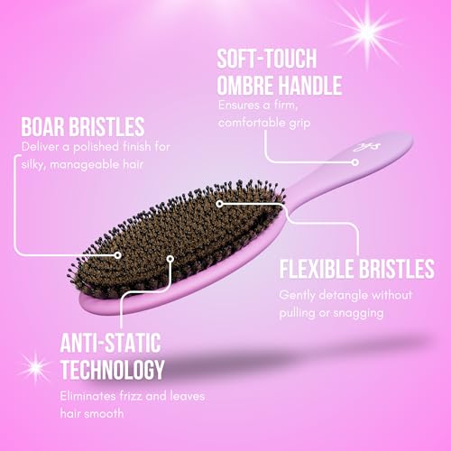 SimplyHair Ultimate Brush boar bristles detail for gentle cuticle smoothing.