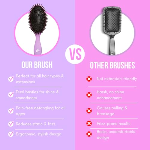 SimplyHair Ultimate Brush dual-bristle closeup highlighting smooth detangling and shine boost.