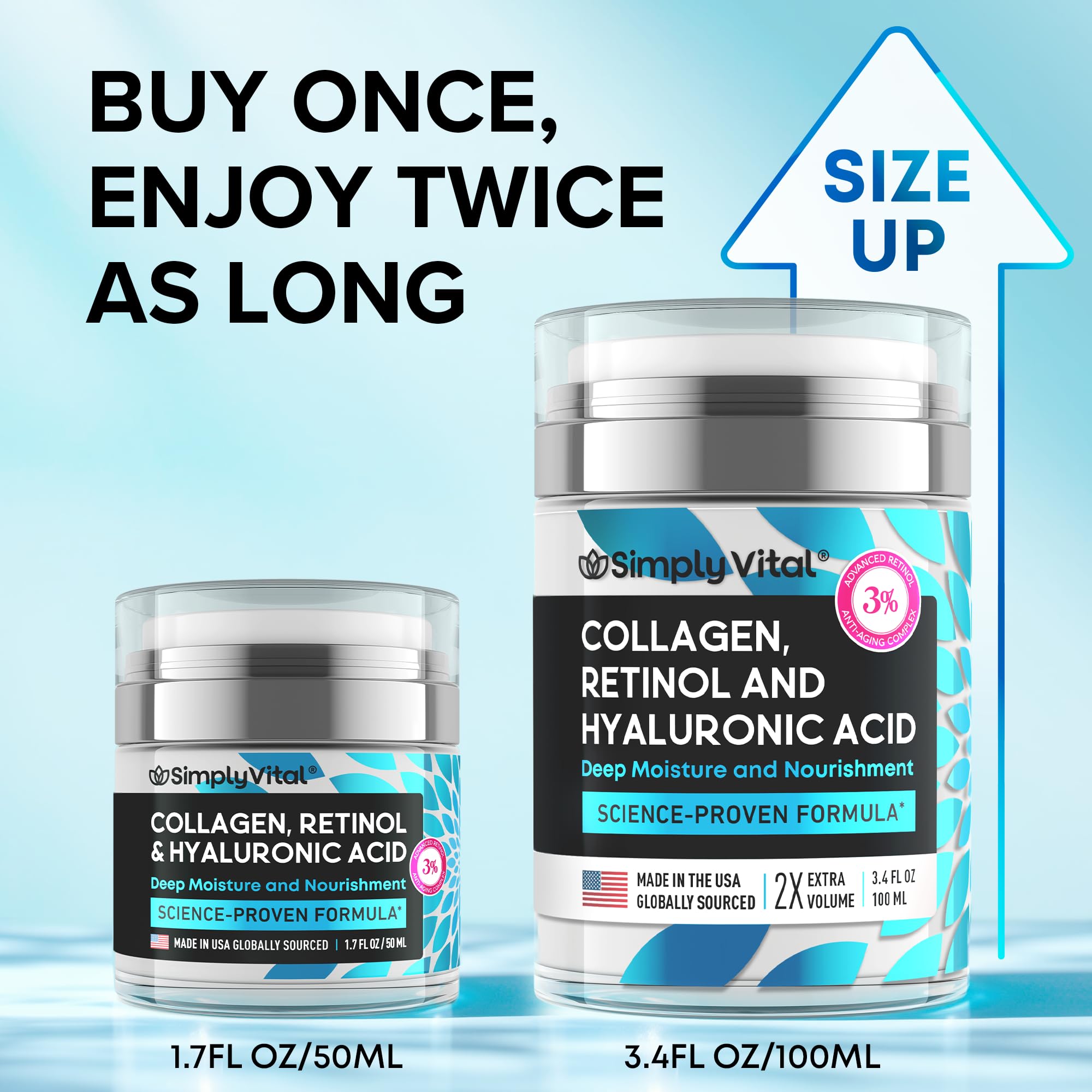 SimplyVital cream texture swirl highlights luxurious anti-aging care.