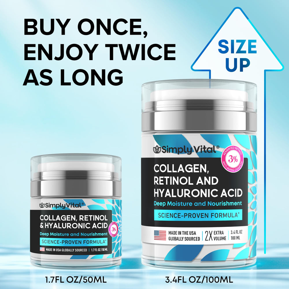 SimplyVital cream texture swirl highlights luxurious anti-aging care.