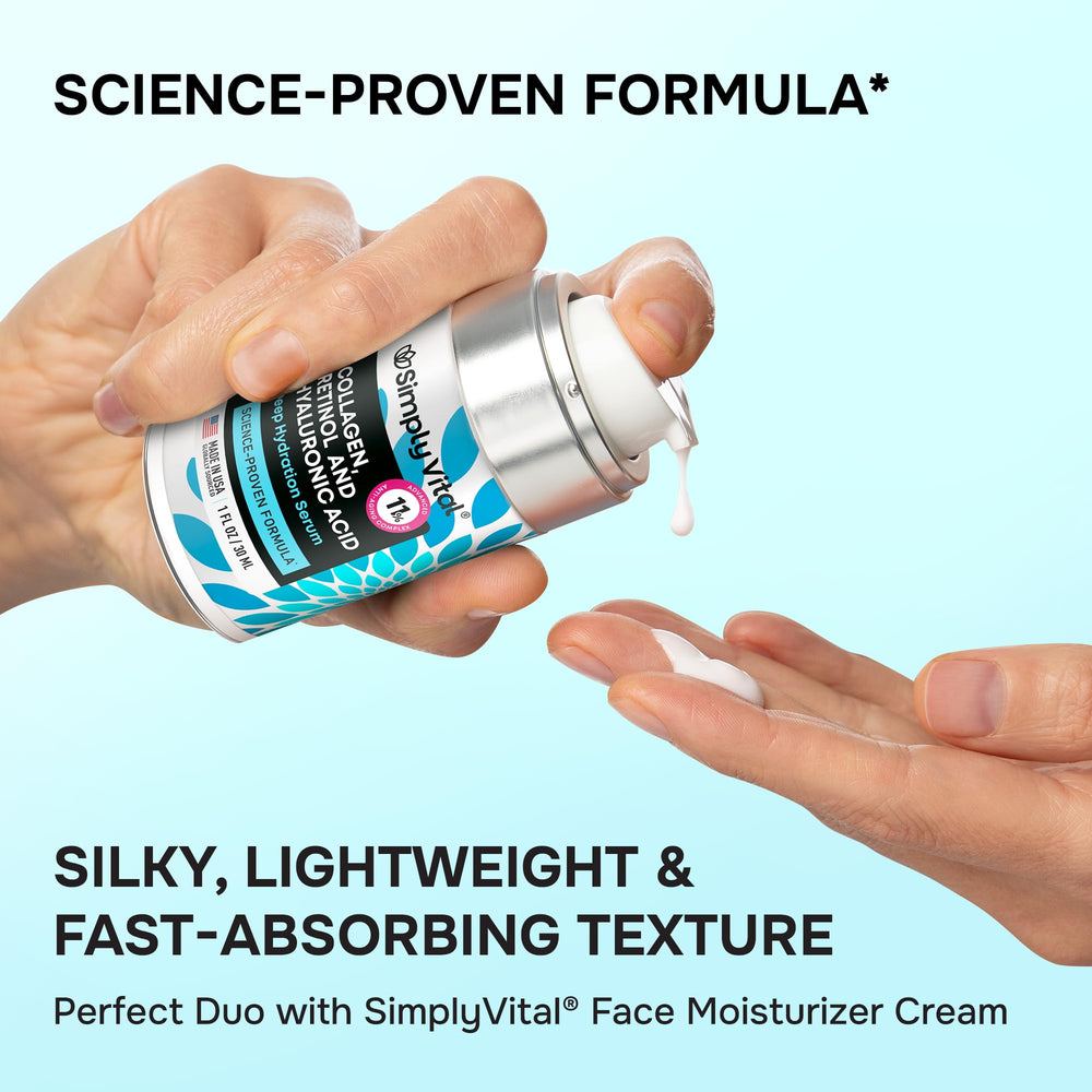 SimplyVital serum texture closeup highlights lightweight hydration for layering