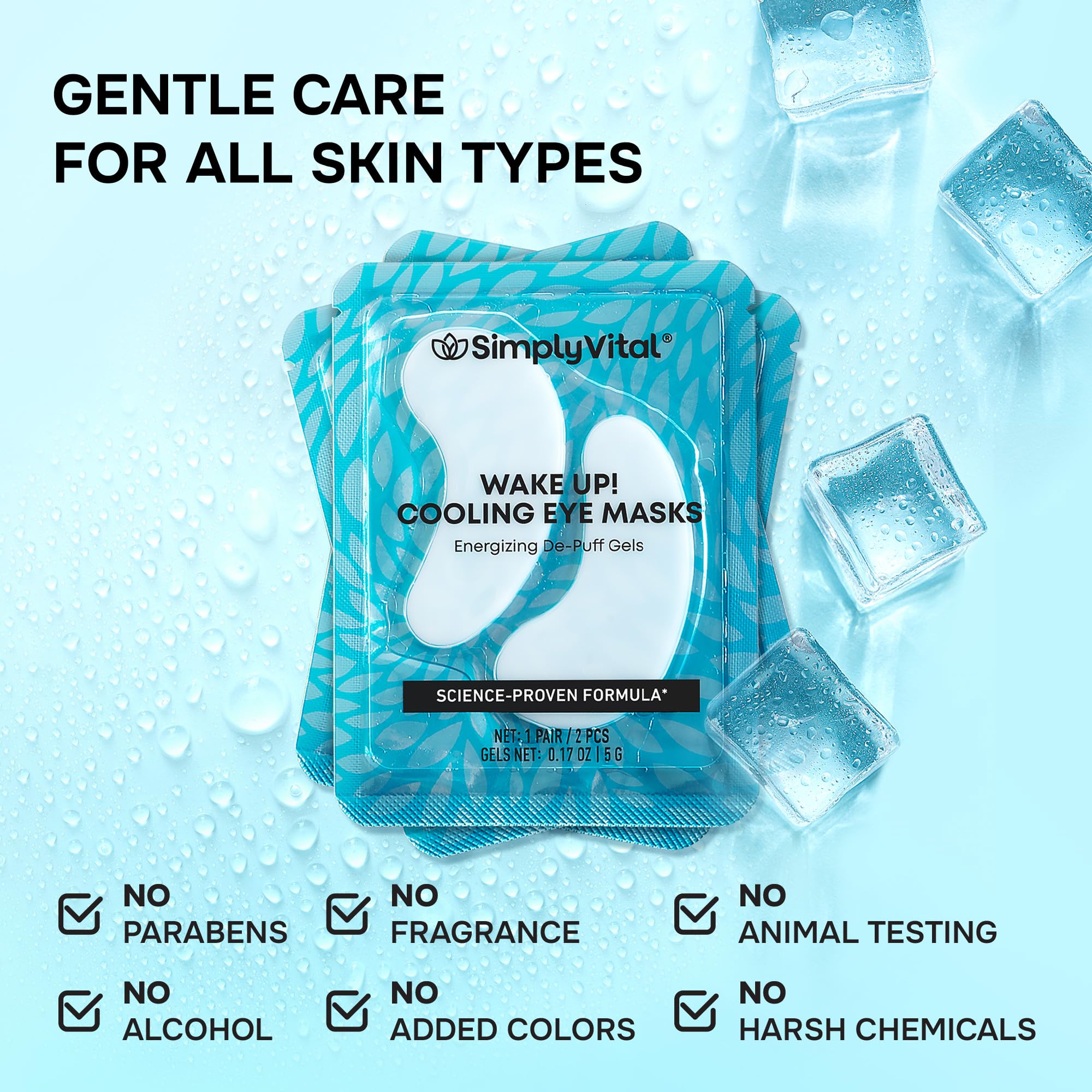 SimplyVital under-eye patches packaging shown for freshness and travel use
