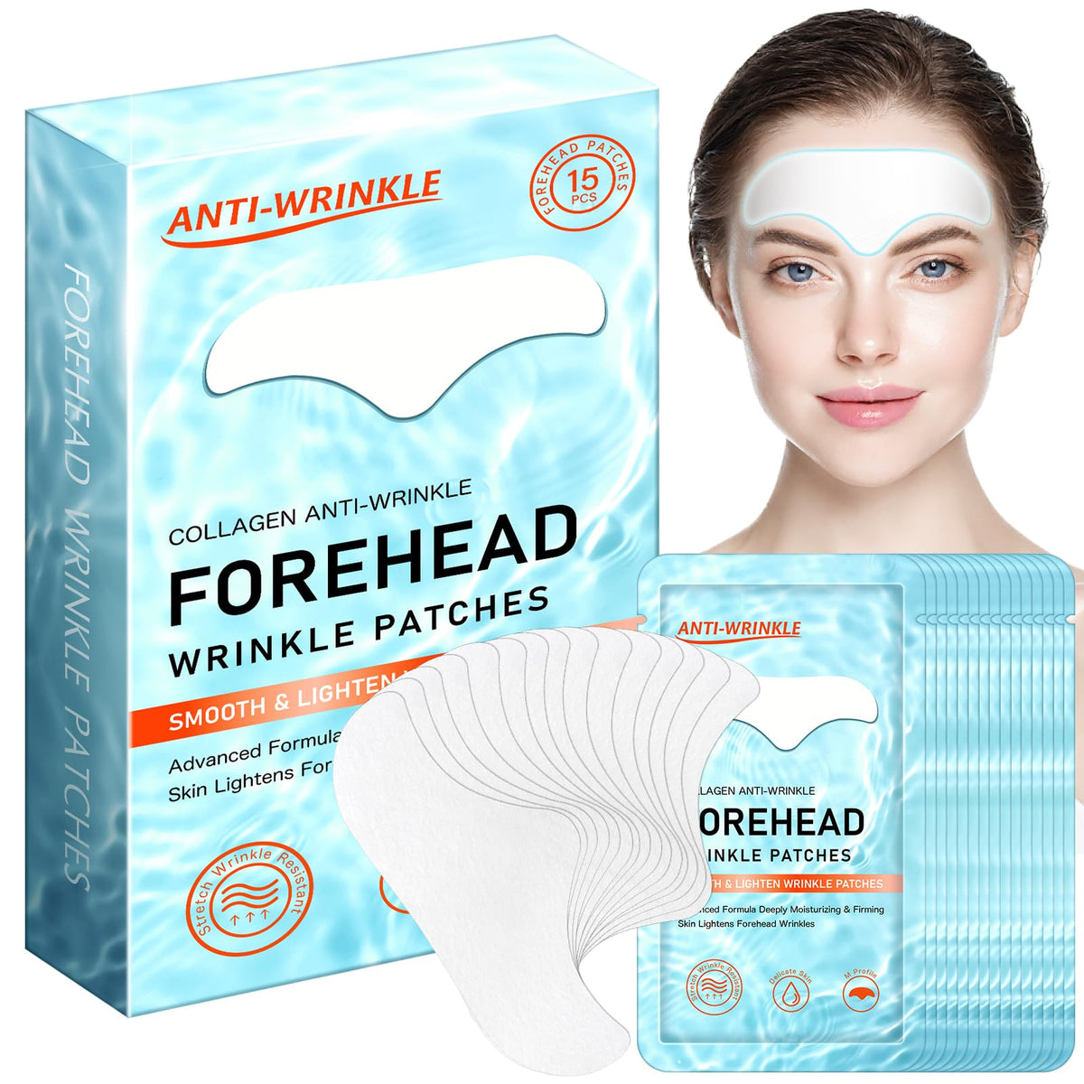 SinBron forehead wrinkle patches pack ready for nightly smoothing and hydration