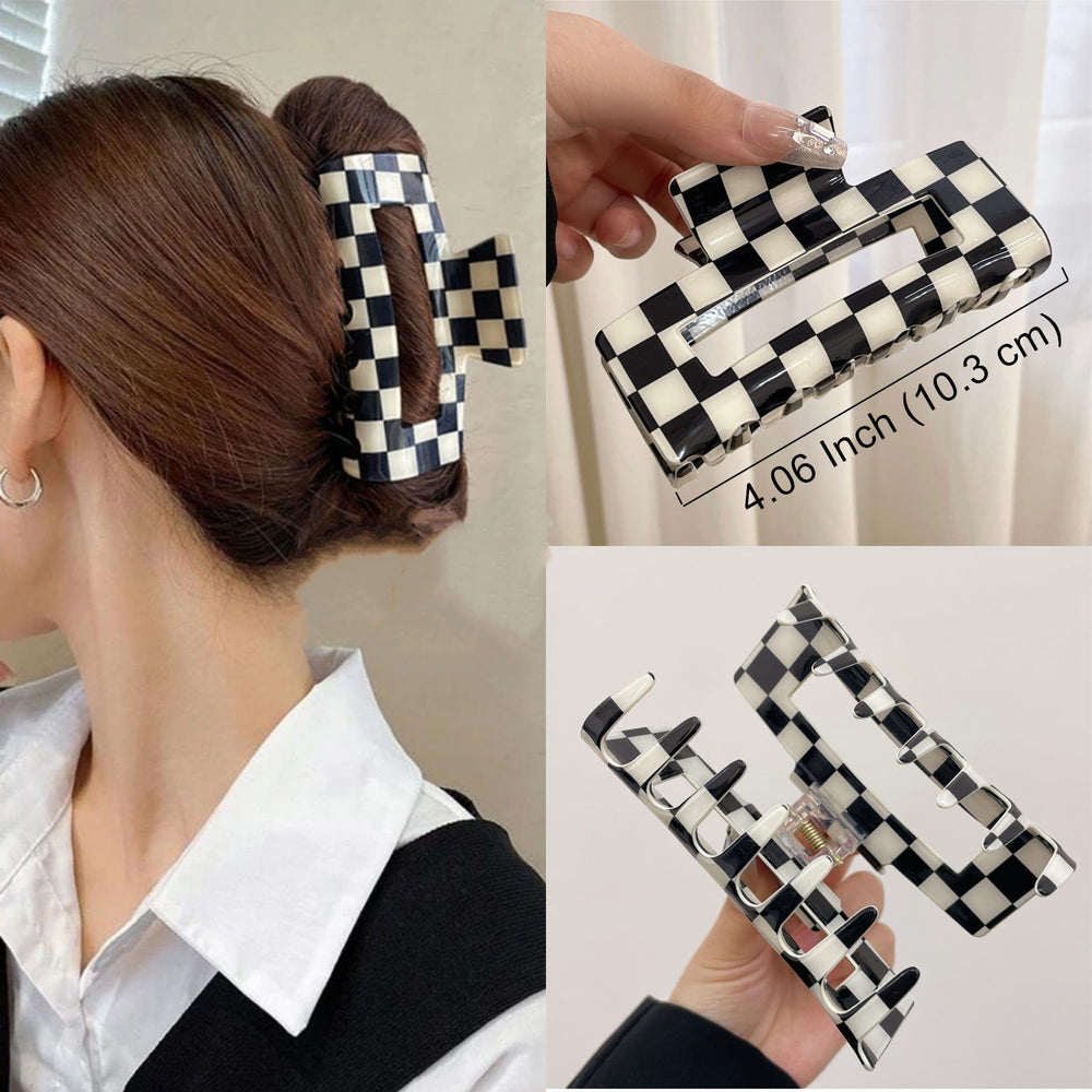 SINIDE acrylic multicolor square checker clip adds color while holding hair in place.