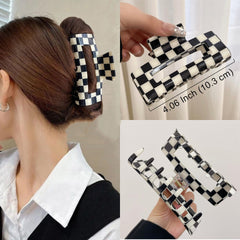 SINIDE acrylic multicolor square checker clip adds color while holding hair in place.