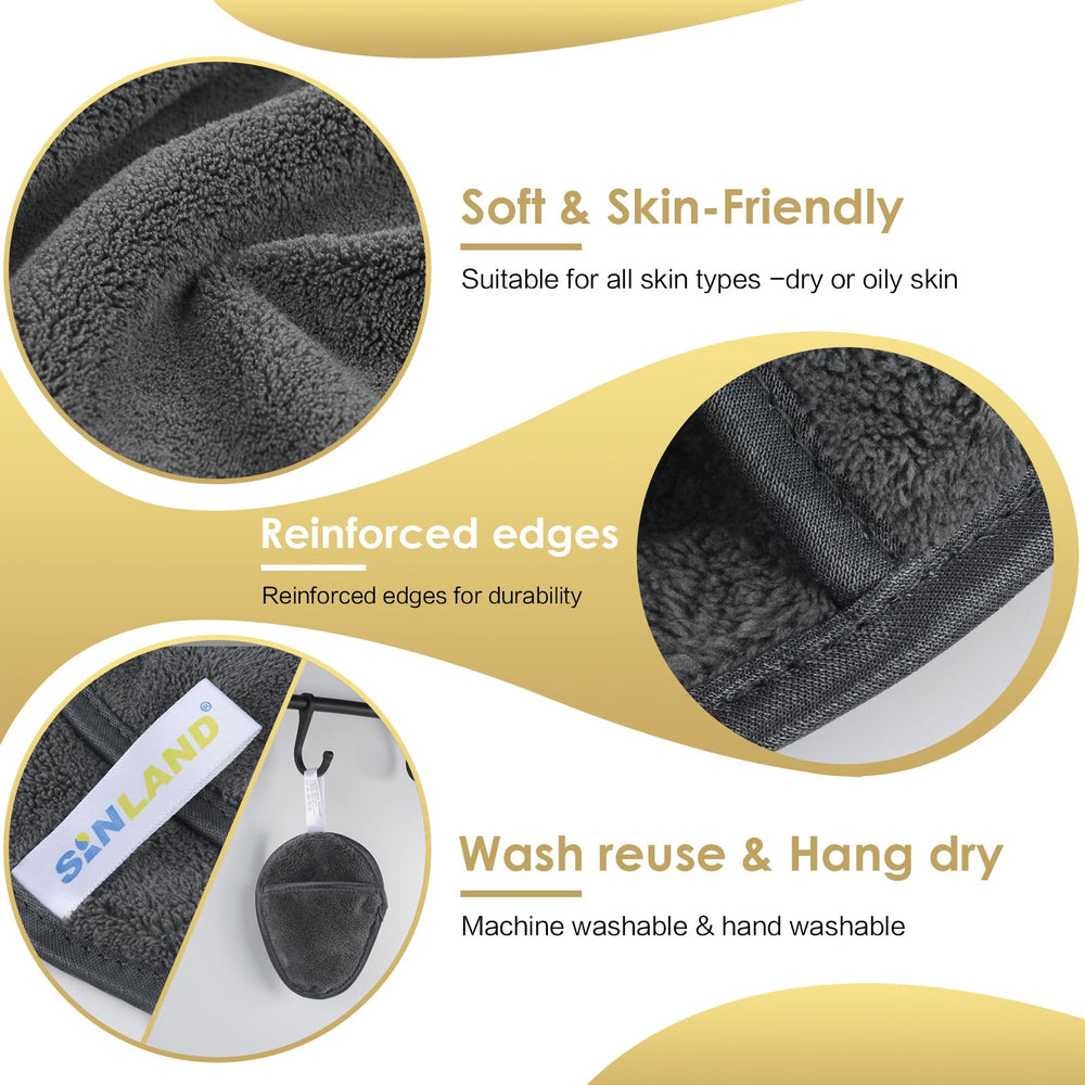 SINLAND grey pads in dresser setup for organized skincare
