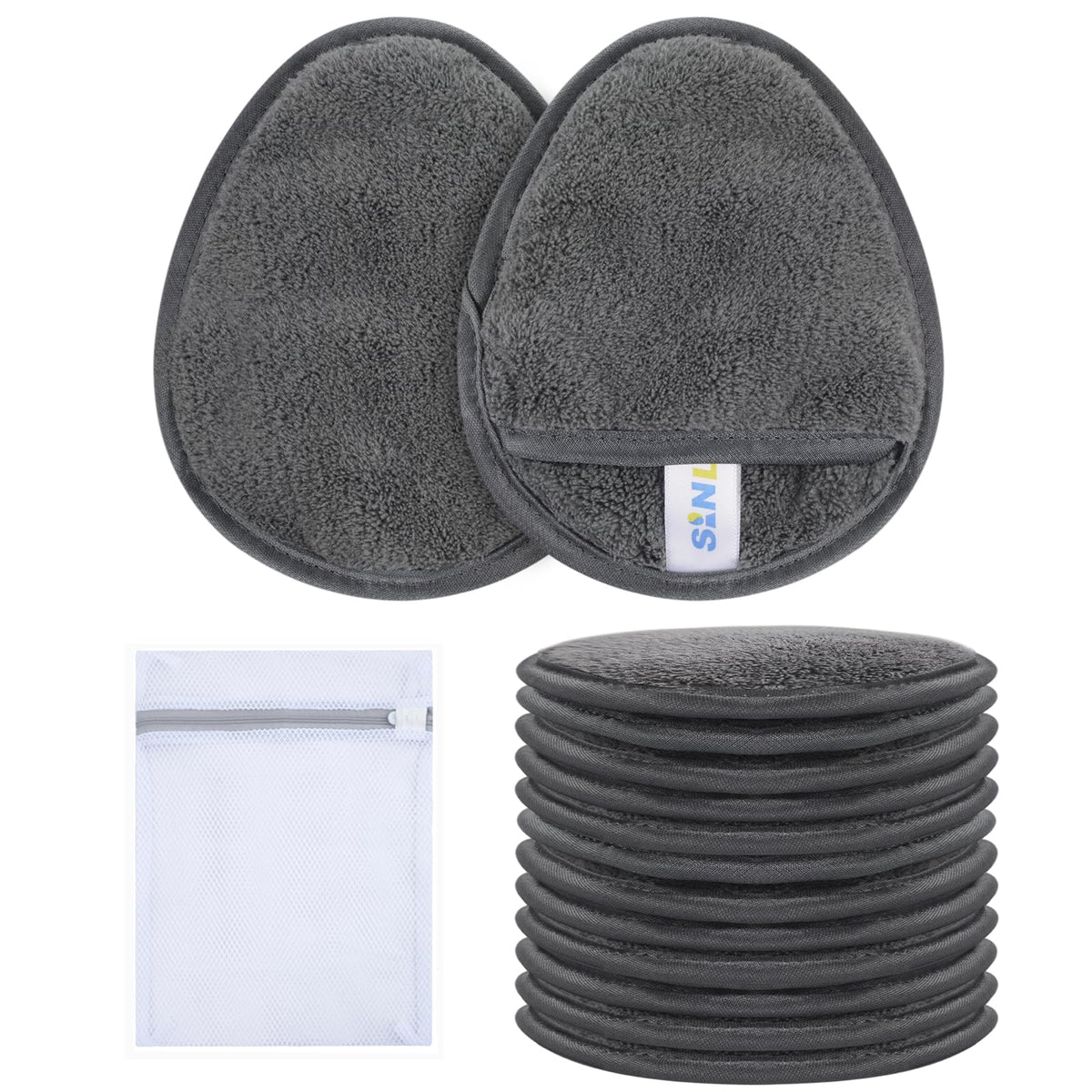 SINLAND reusable makeup remover pads pack of 12 side view for eco-friendly cleansing