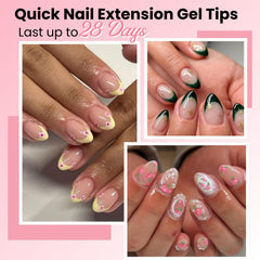 SINOKAME almond gel nail tips application demonstrates easy fit and secure adhesion.