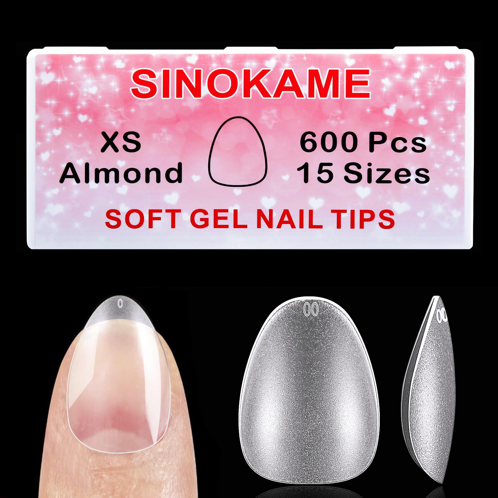 SINOKAME extra-short almond nail tips packaging for quick, natural-looking extensions.