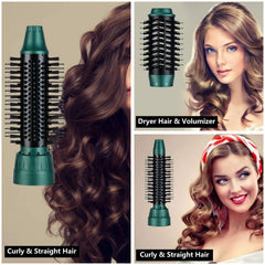 Sinperne green interchangeable brush heads enable versatile looks.