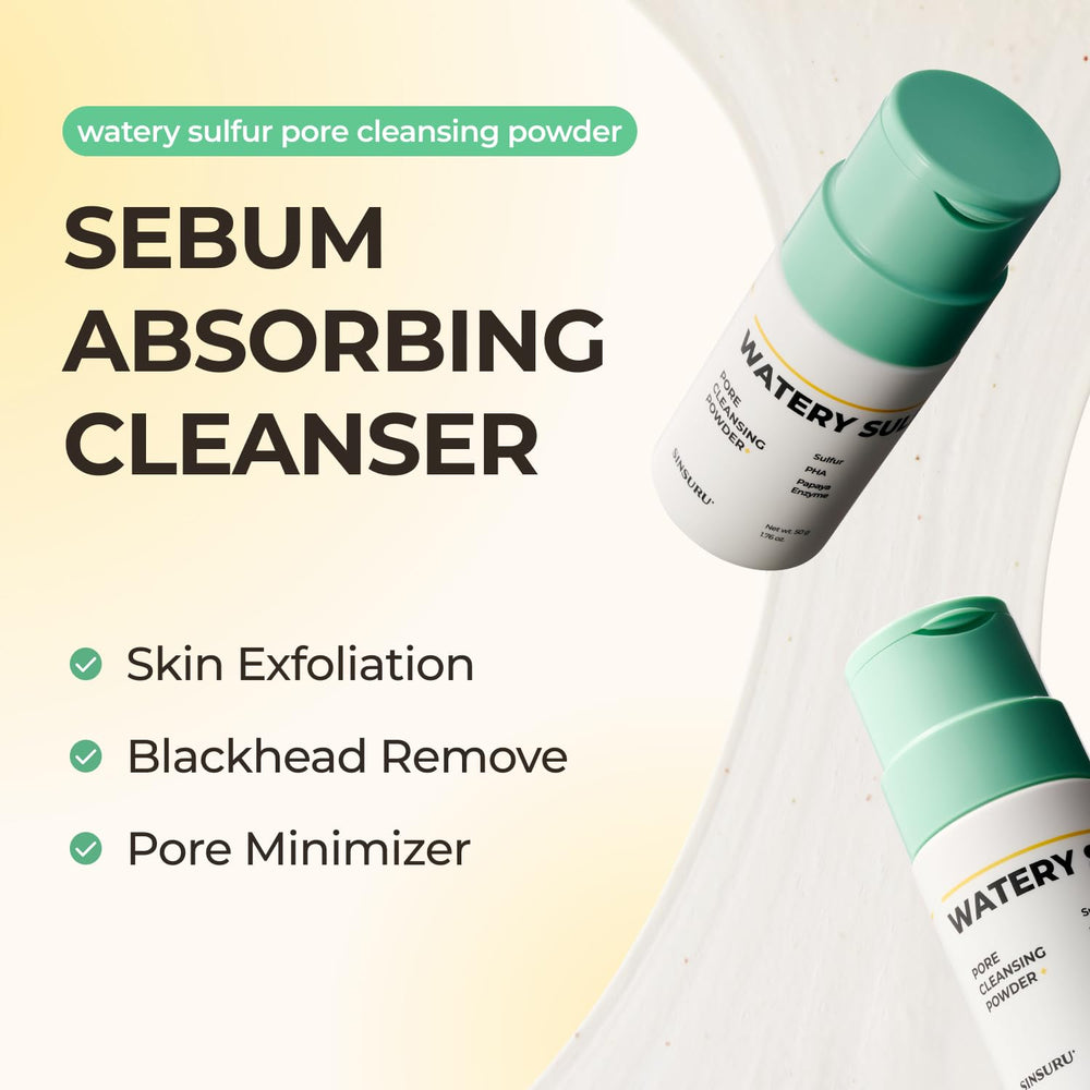 SINSURU Watery Sulfur Pore Cleansing Powder powder-to-foam transformation closeup