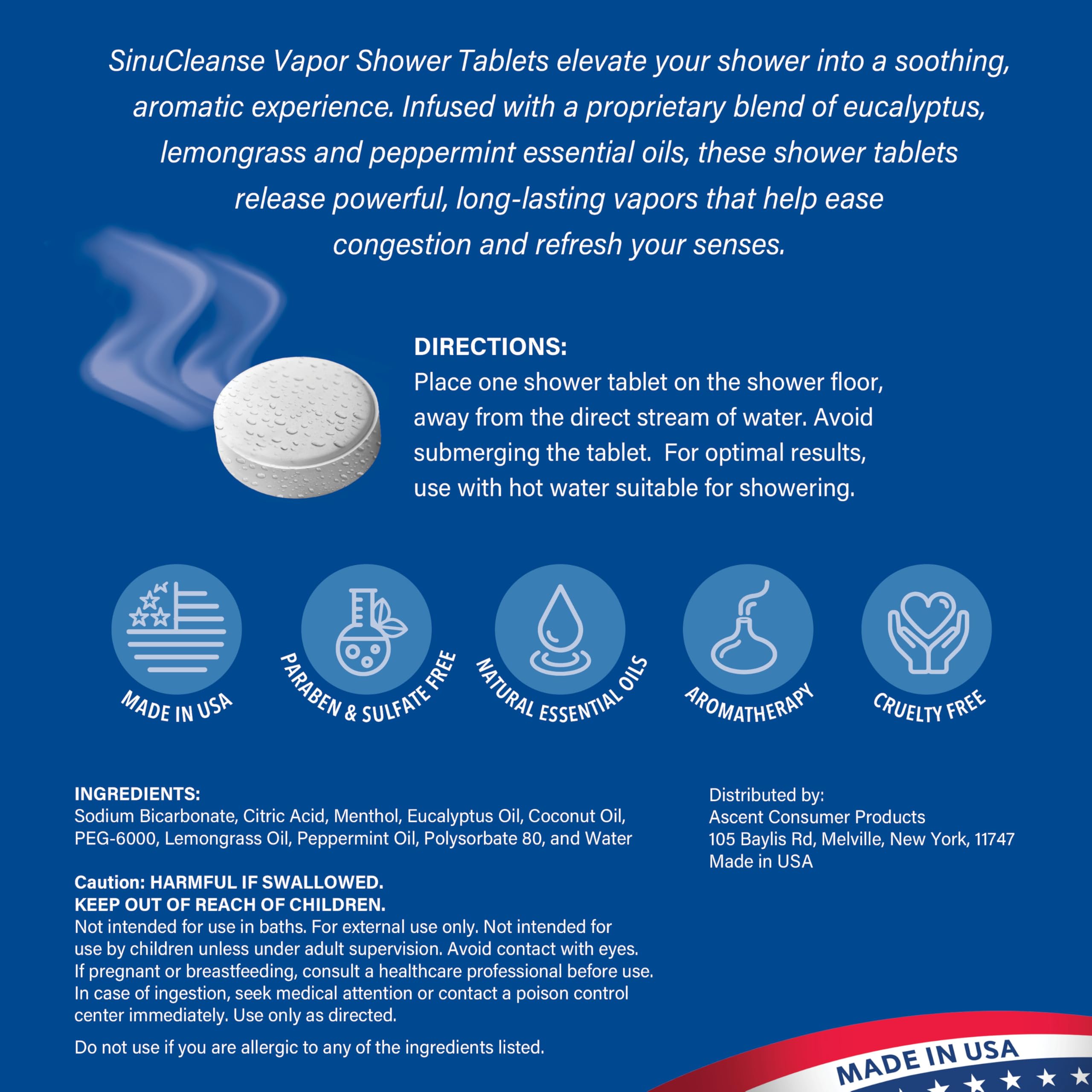 SinuCleanse vapor shower steamer in bathroom shower scene for quick mental refreshment