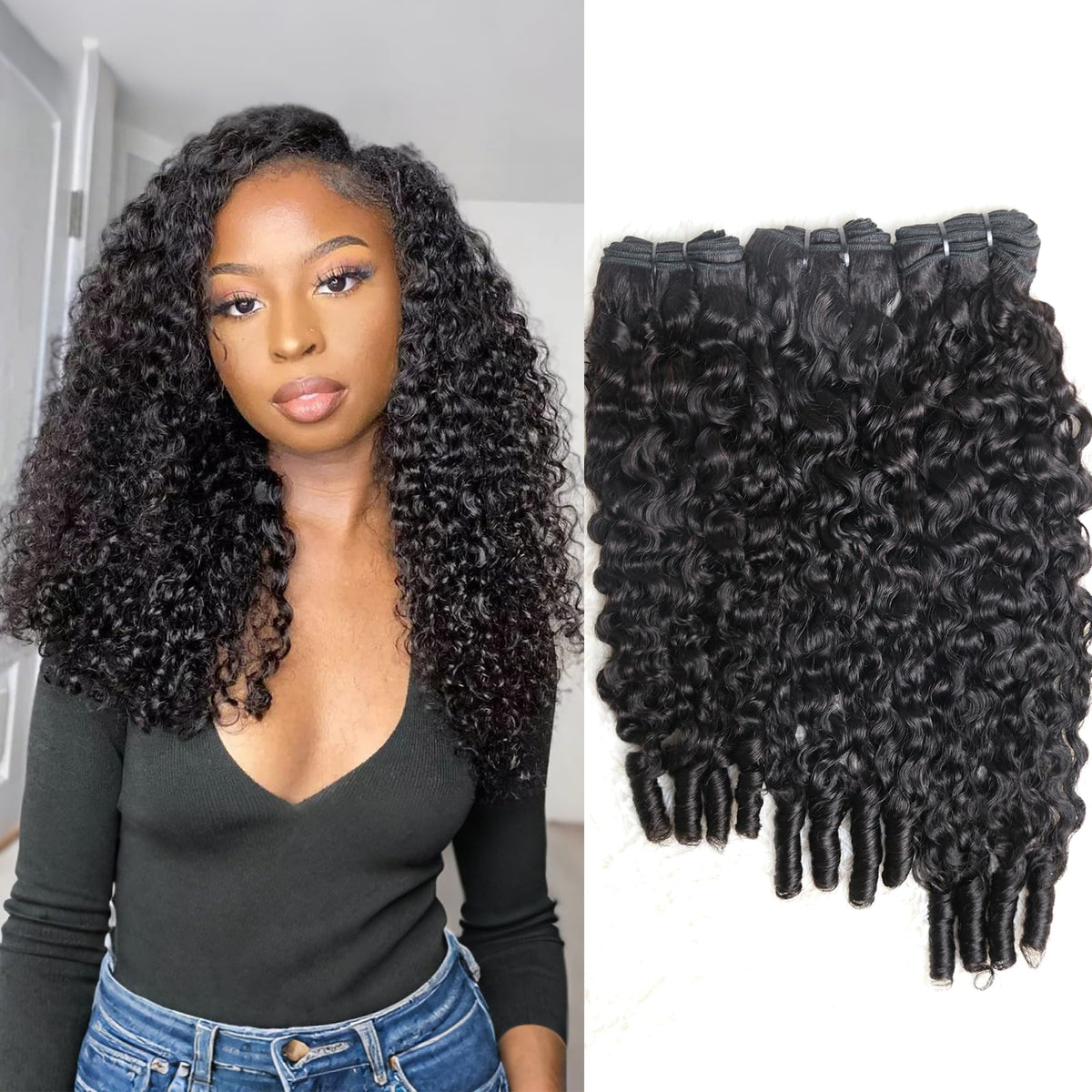 Sinuowei curly hair bundles 16-inch water wave for natural volume and quick styling