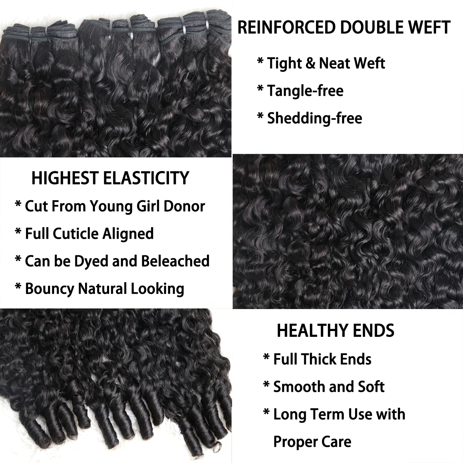 Sinuowei curly hair bundles 18-inch with spiral end for defined texture and versatile styling