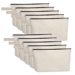 Sinzip cotton canvas makeup pouch bottom shows ample capacity for cosmetics on the go.