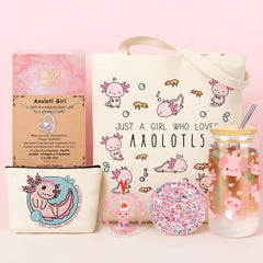 SiplyHaven axolotl canvas tote bag with Just A Girl Who Loves Axolotls for everyday errands