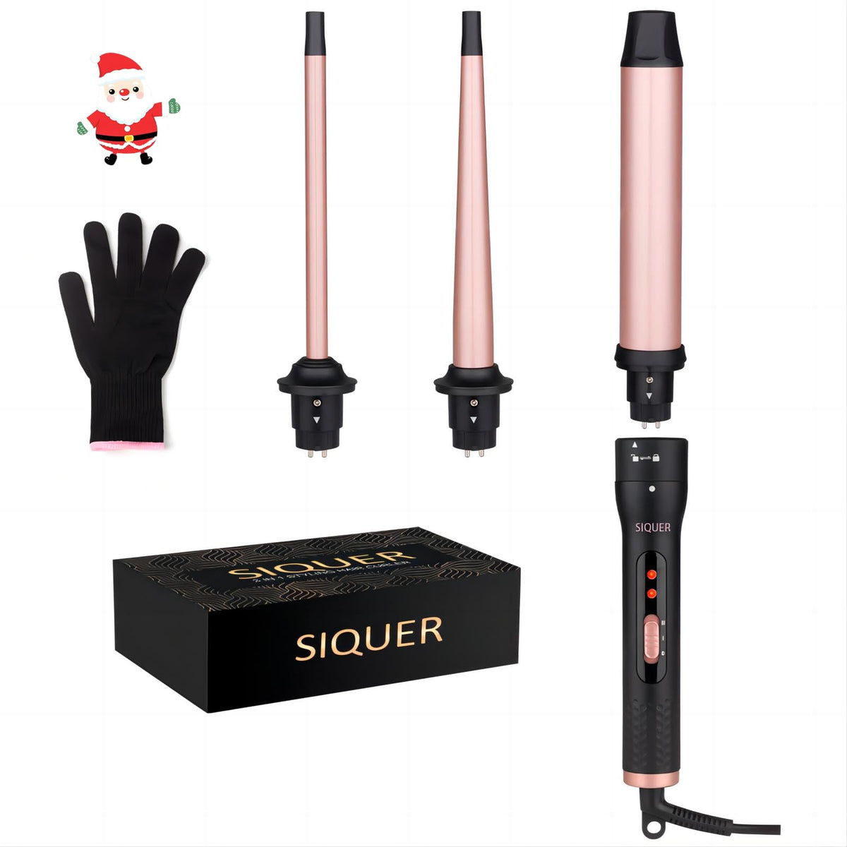 SIQUER 3in1 curling wand set rose 1/2-inch barrel for quick beach waves and shine.